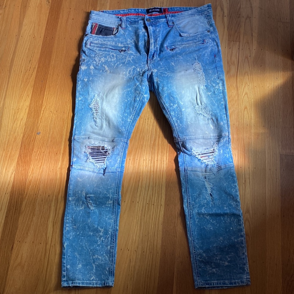 Mens makobi acid washed jeans